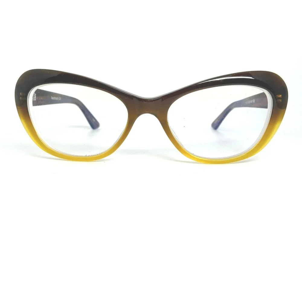 Kala Eyewear Cat Eye Glasses Handmade‎ USA Brown Yellow Ombre 21126